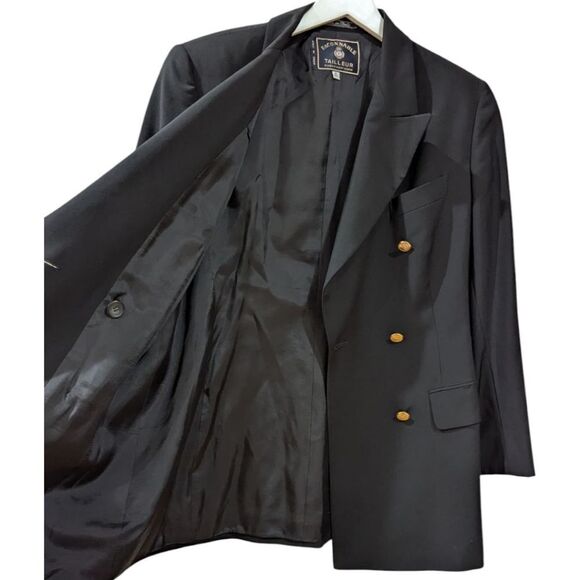 Faconnable Italy Women's 8 Black Double Breasted Wool Blazer with Gold Buttons - Picture 3 of 8